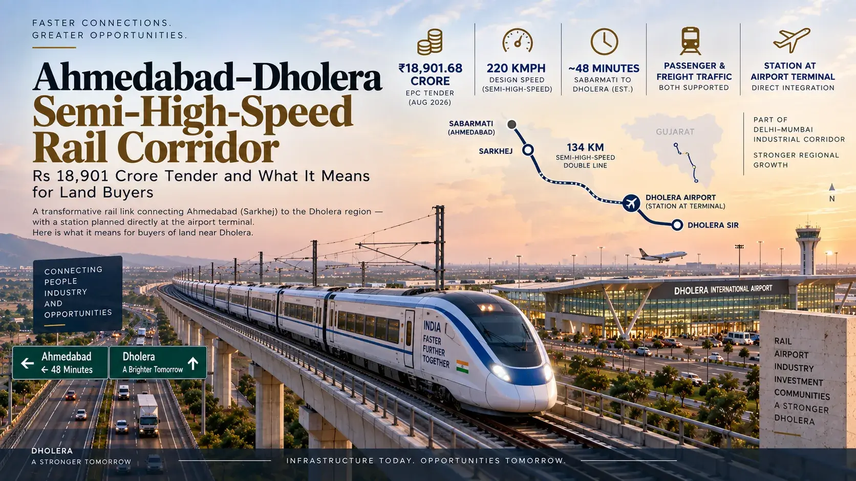 Ahmedabad–Dholera Semi-High-Speed Rail Corridor: Rs 18,901 Crore Tender and What It Means for Land Buyers